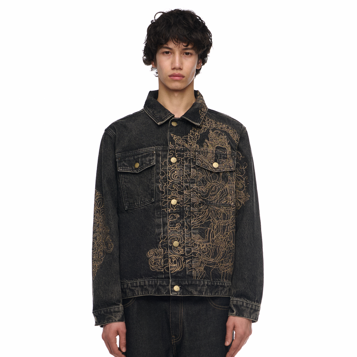 "lotus v2" denim Jacket black