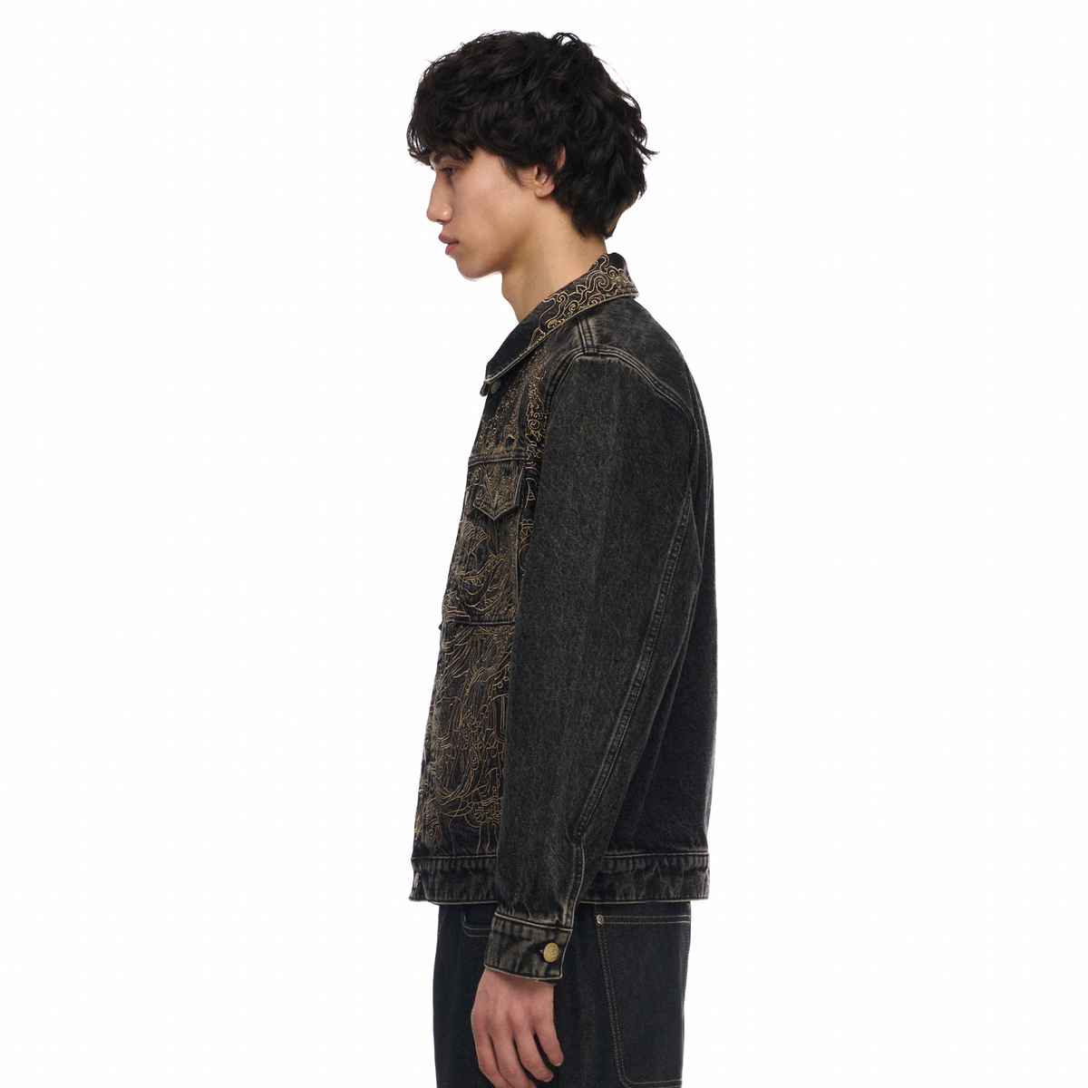 "lotus v2" denim Jacket black