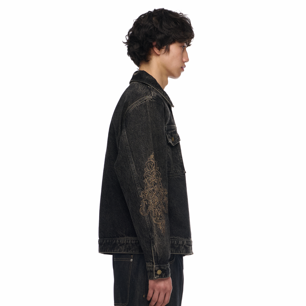 "lotus v2" denim Jacket black