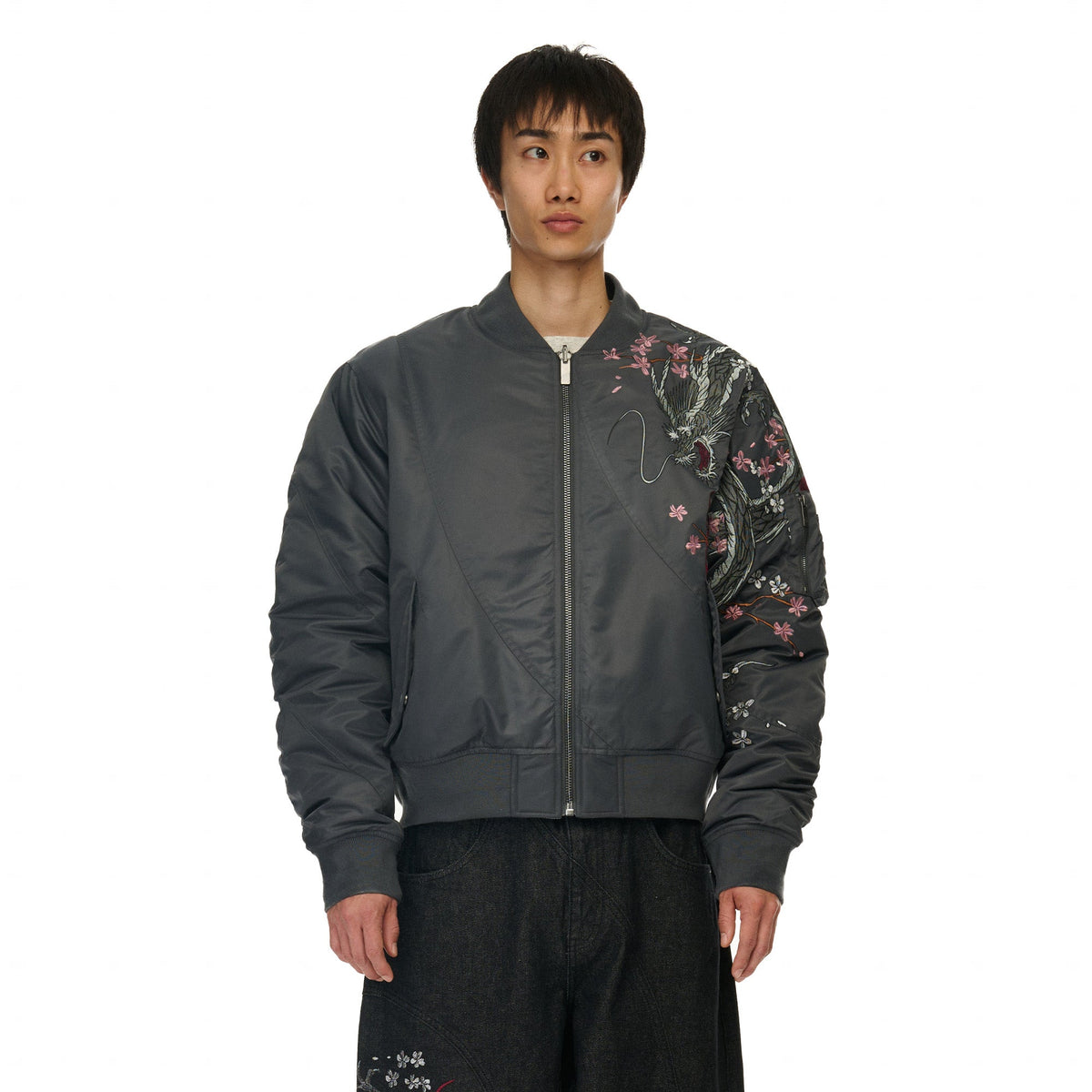 "yakuza v2" bomber Jacket dark grey