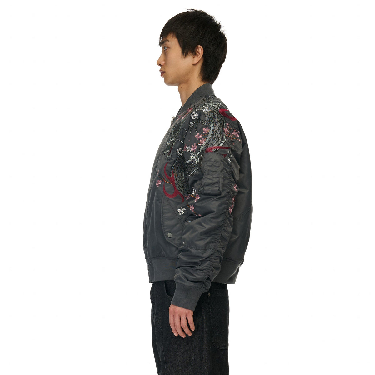 "yakuza v2" bomber Jacket dark grey