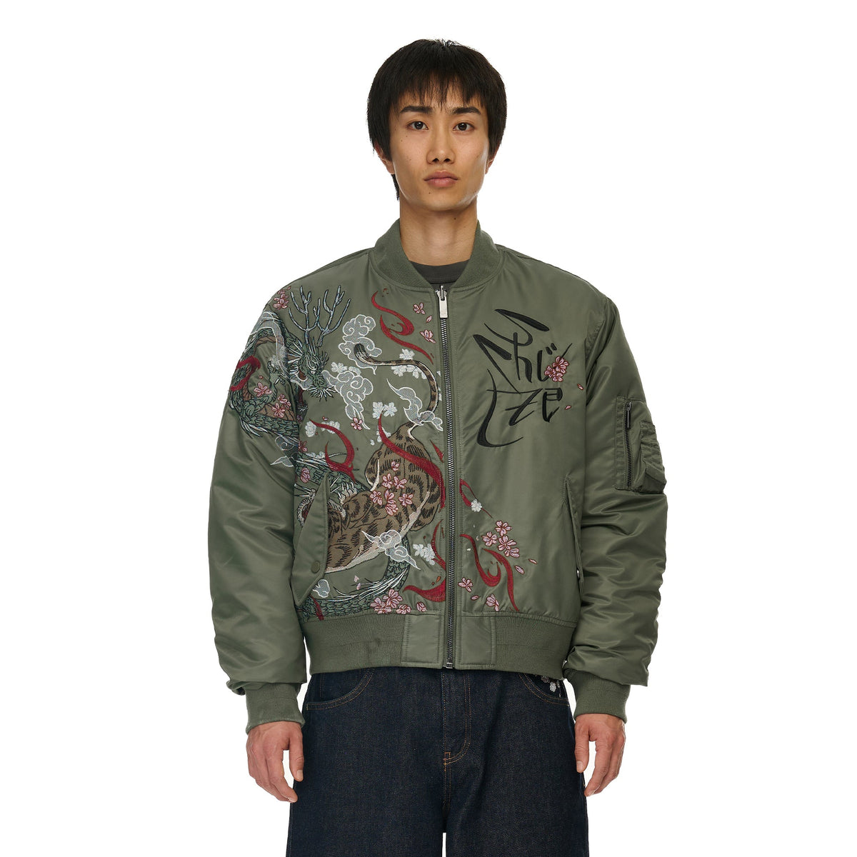 "yakuza v2" bomber Jacket dark green