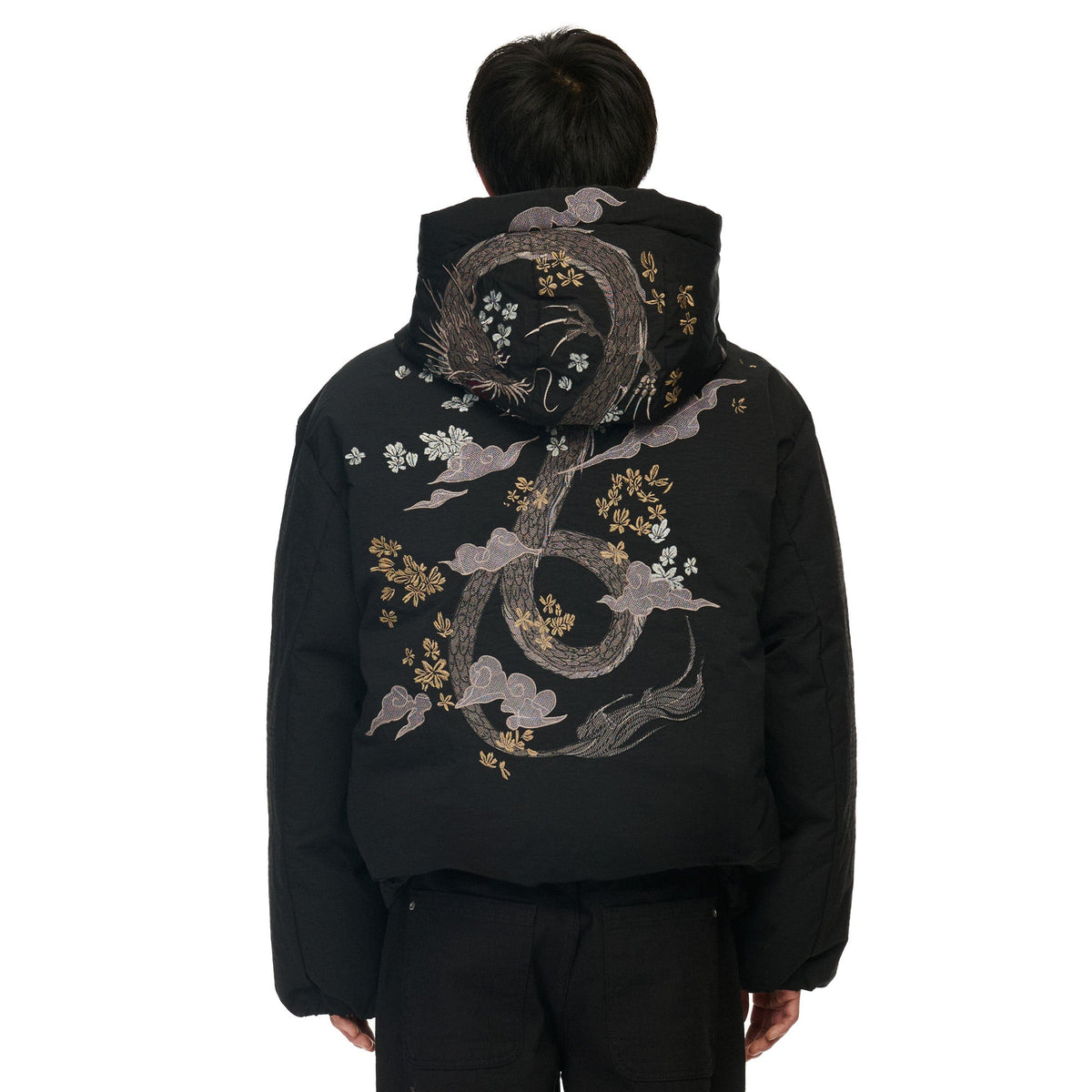 "yakuza" down Puffer jacket black
