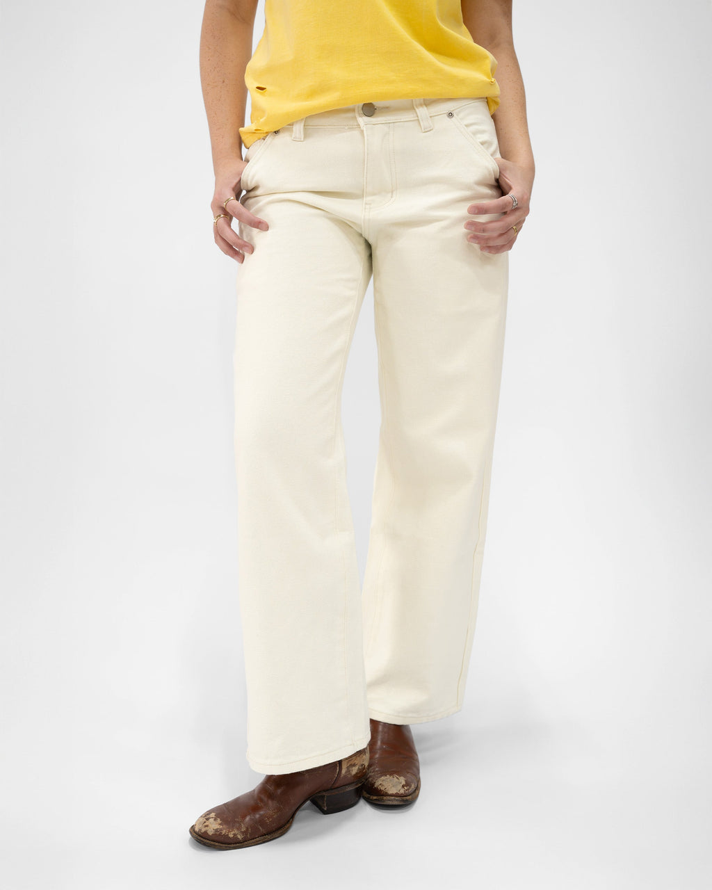 IVORY CANVAS 7 POCKET PANT