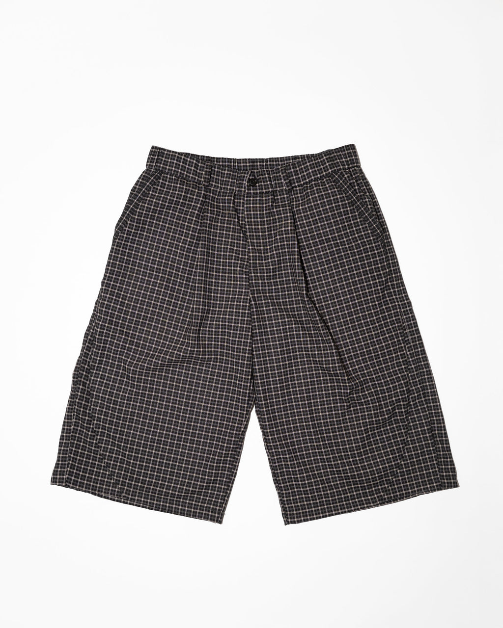 PLEATED GINGHAM CAPRI SHORTS