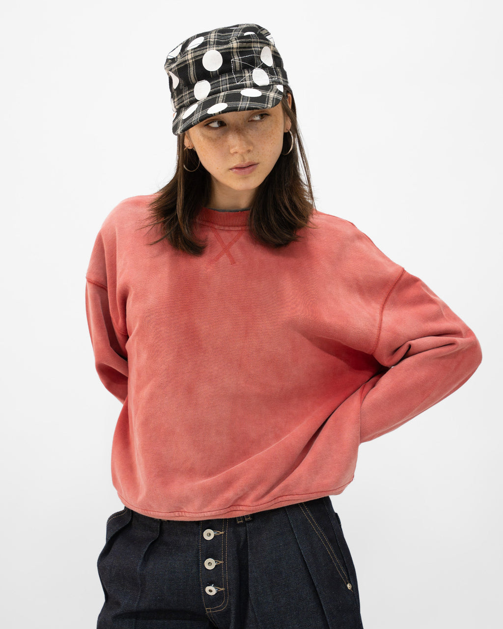 RED SUNFADED CREWNECK