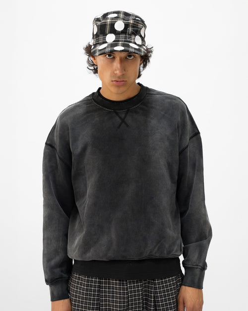 BLACK SUNFADED CREWNECK