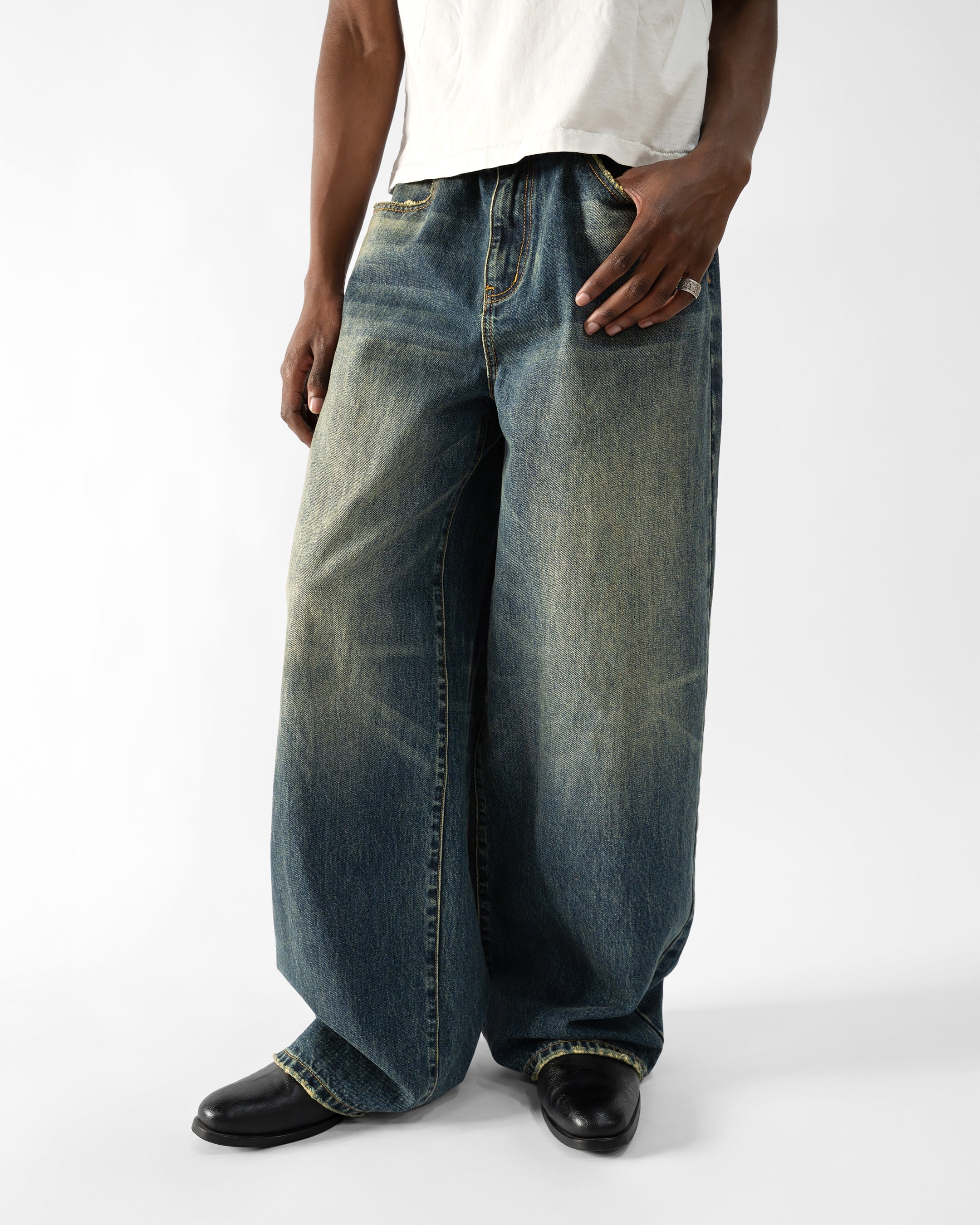MUDWASH INDIGO LOOSE FIT JEANS