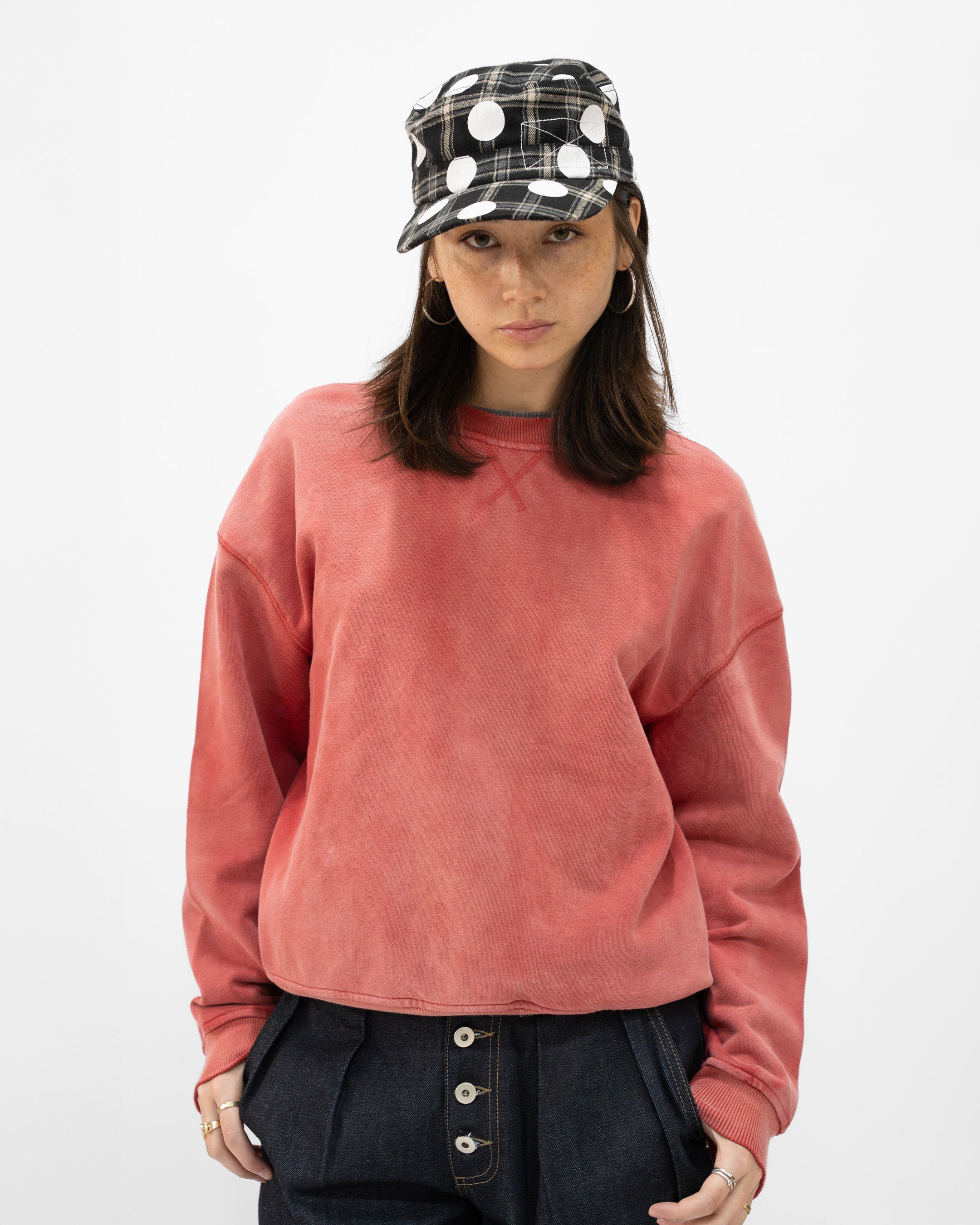 RED SUNFADED CREWNECK