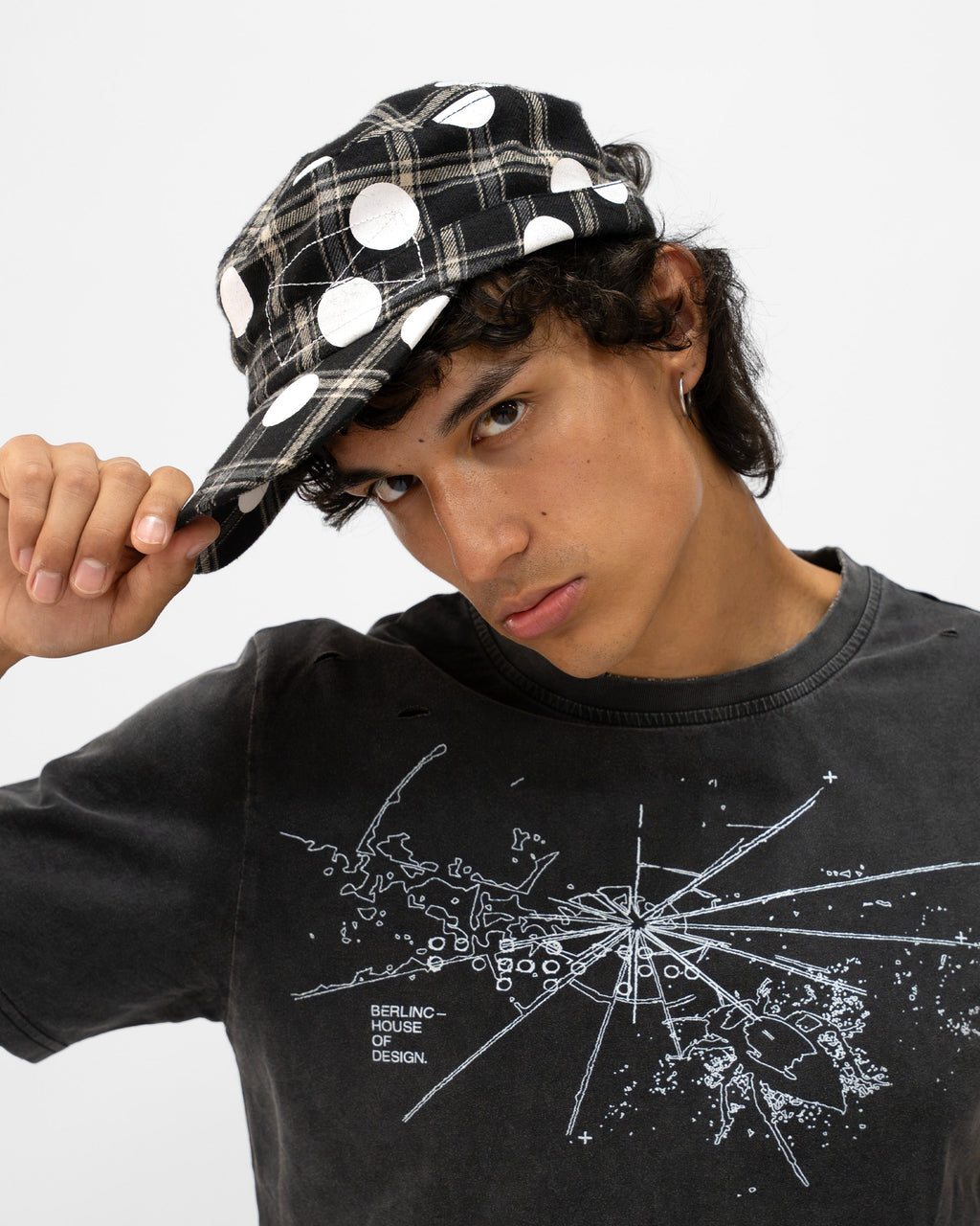 BLACK POLKA HAT
