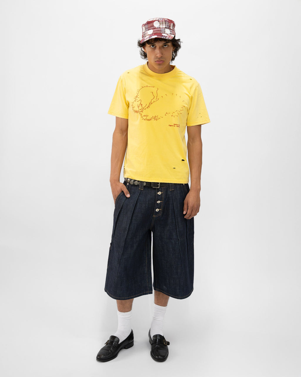 PLEATED RAW INDIGO JORTS