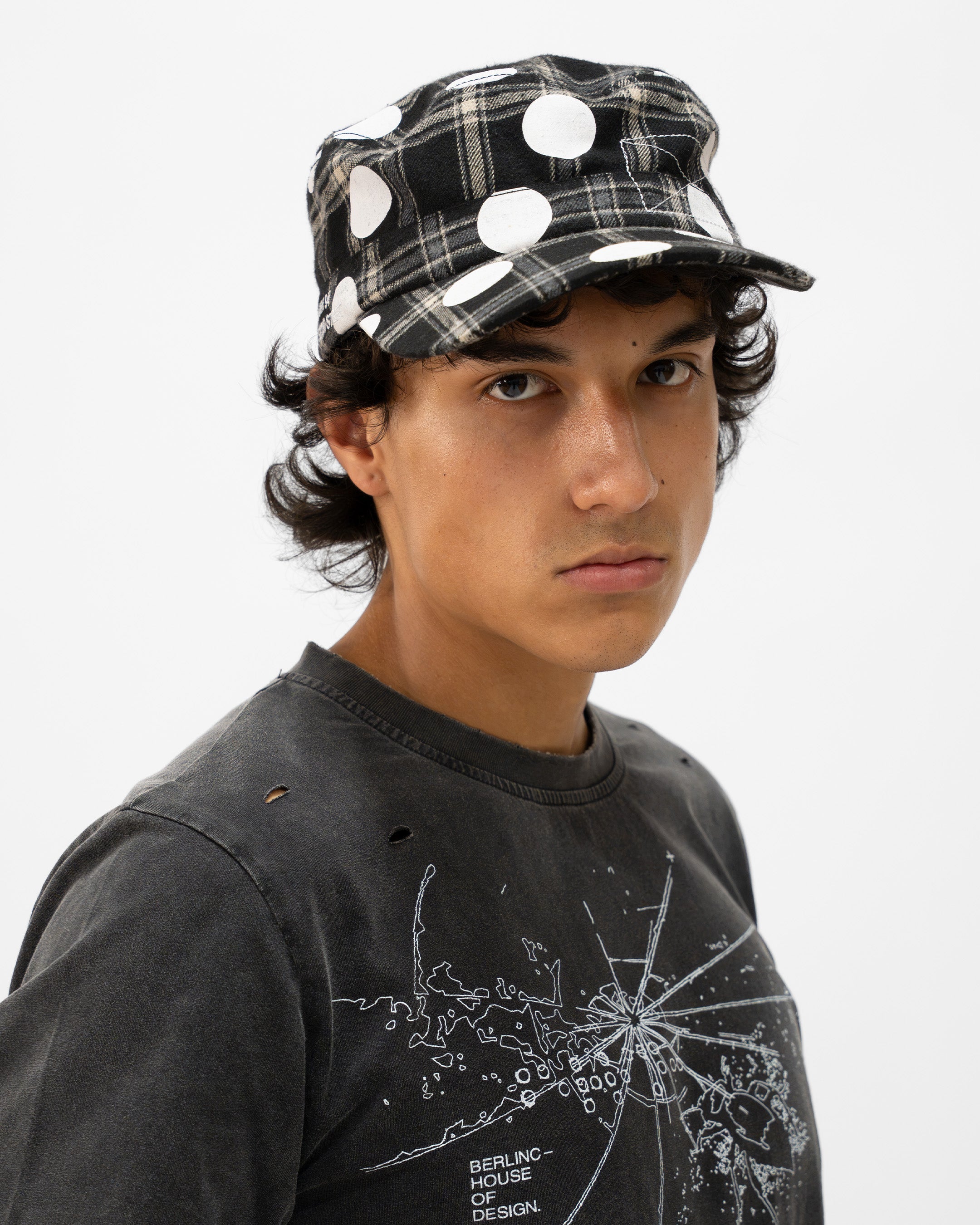 BLACK POLKA HAT