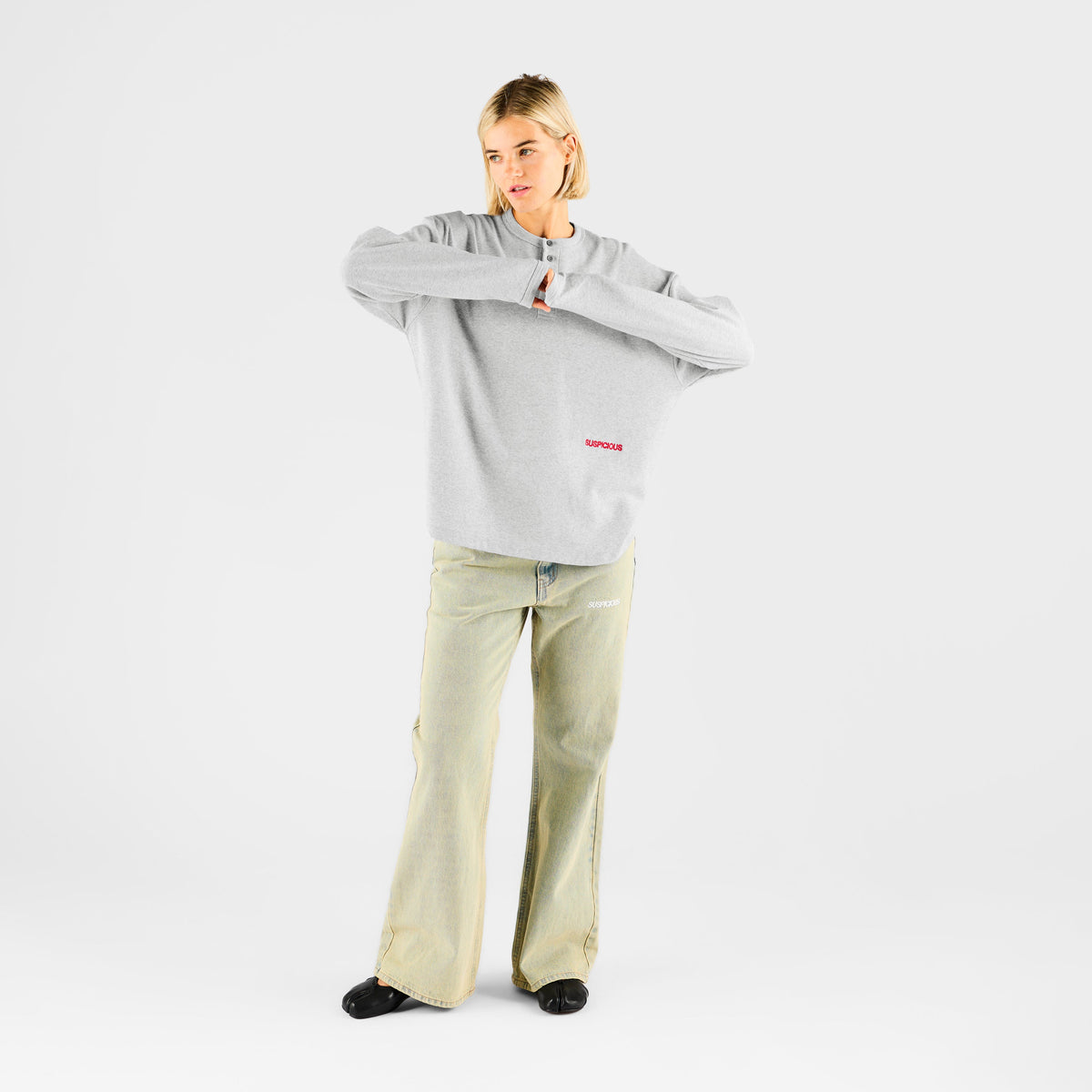 End Of Summer / Essentials Ribbed Henley Longsleeve - Heather Grey