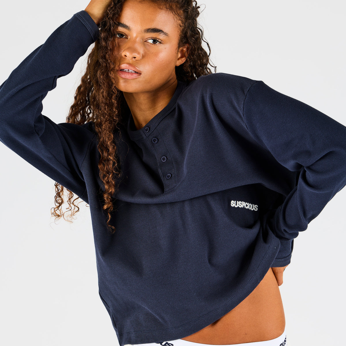 End Of Summer / Essentials Ribbed Henley Longsleeve - Nightfall
