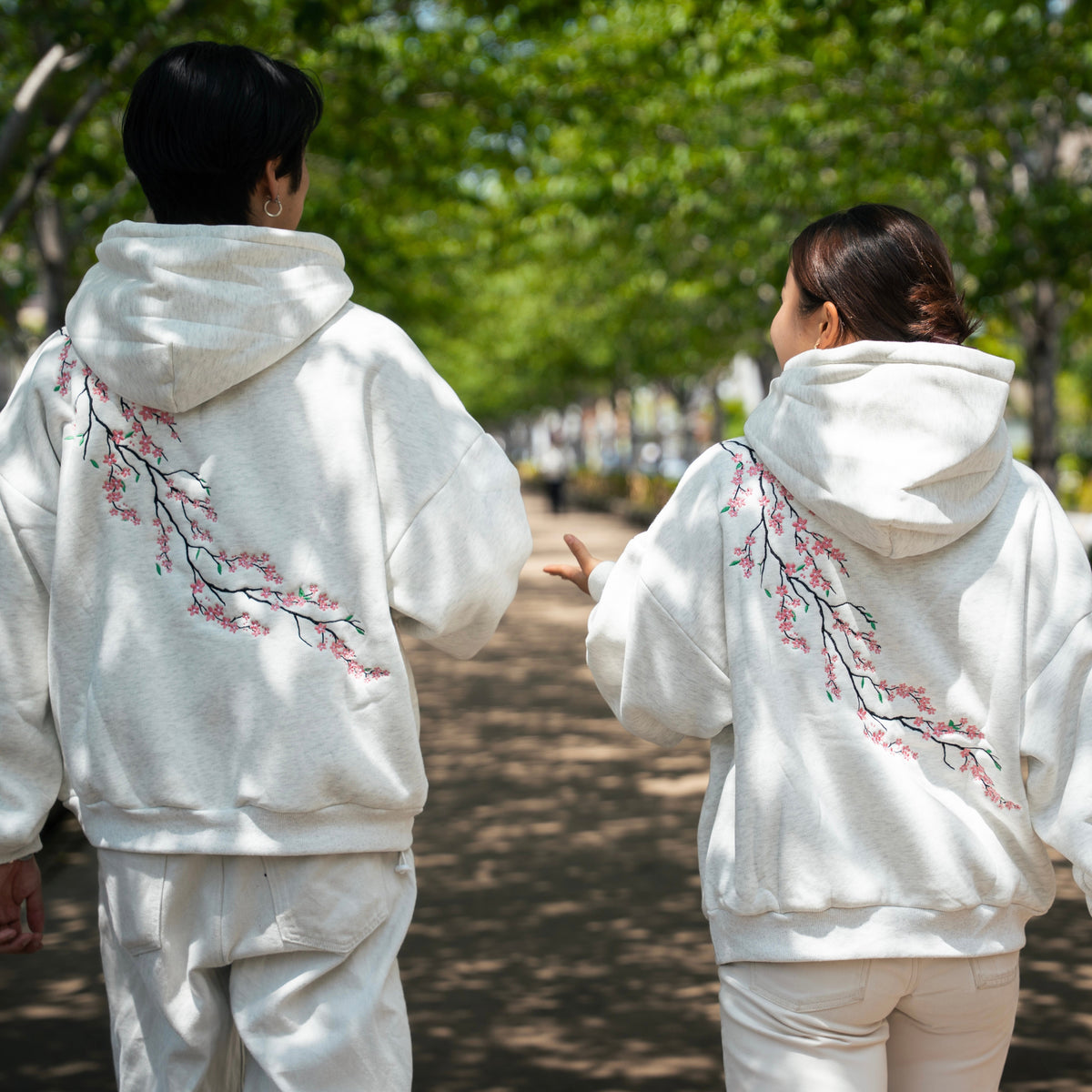 Sakura hoodie - White Marle
