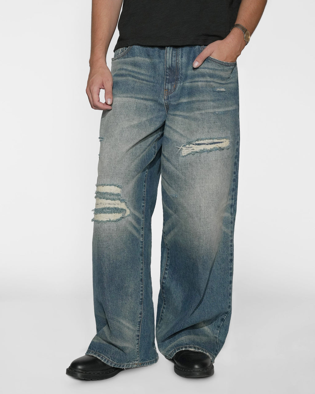 sashiko japanese selvedge loose fit jeans