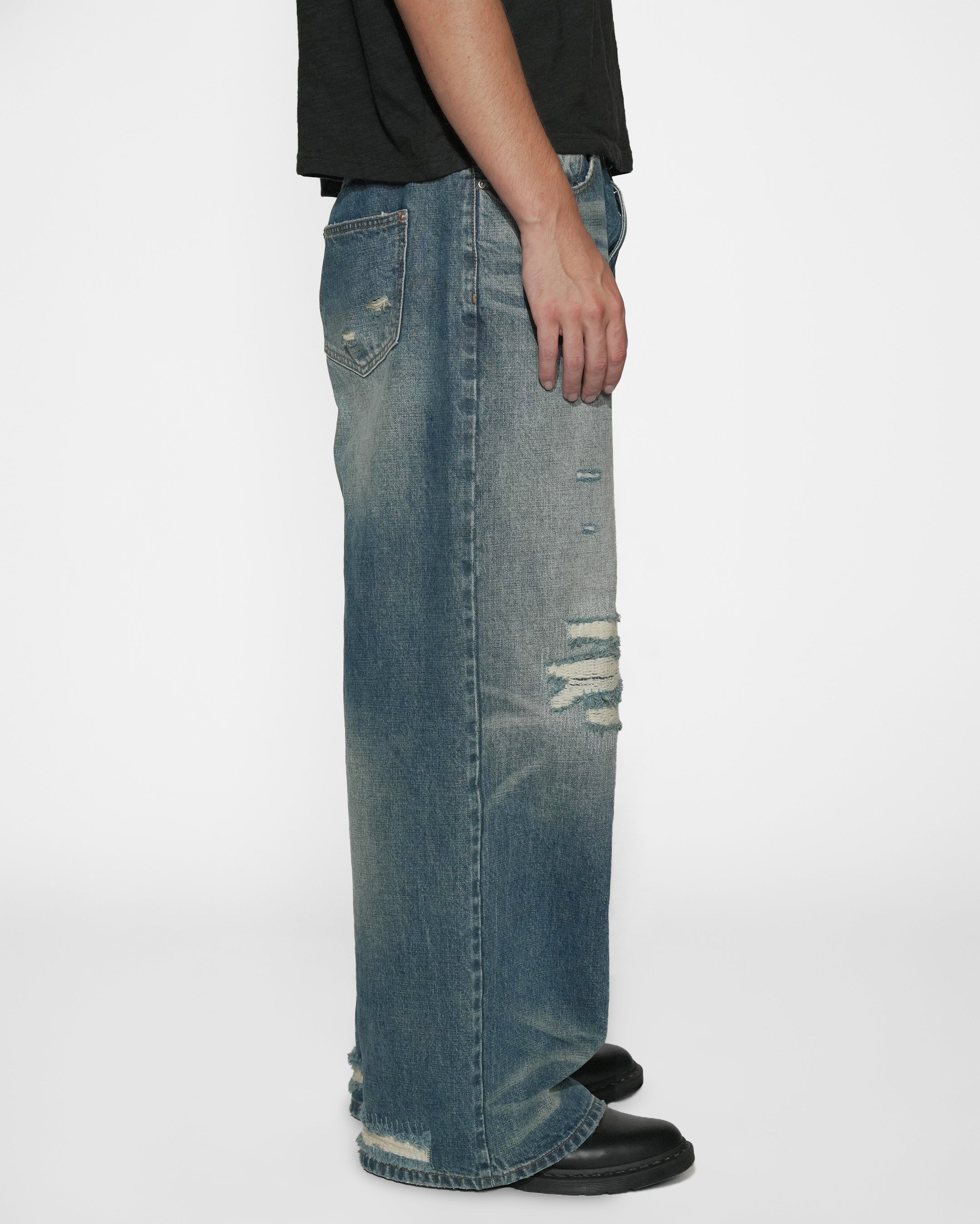 sashiko japanese selvedge loose fit jeans