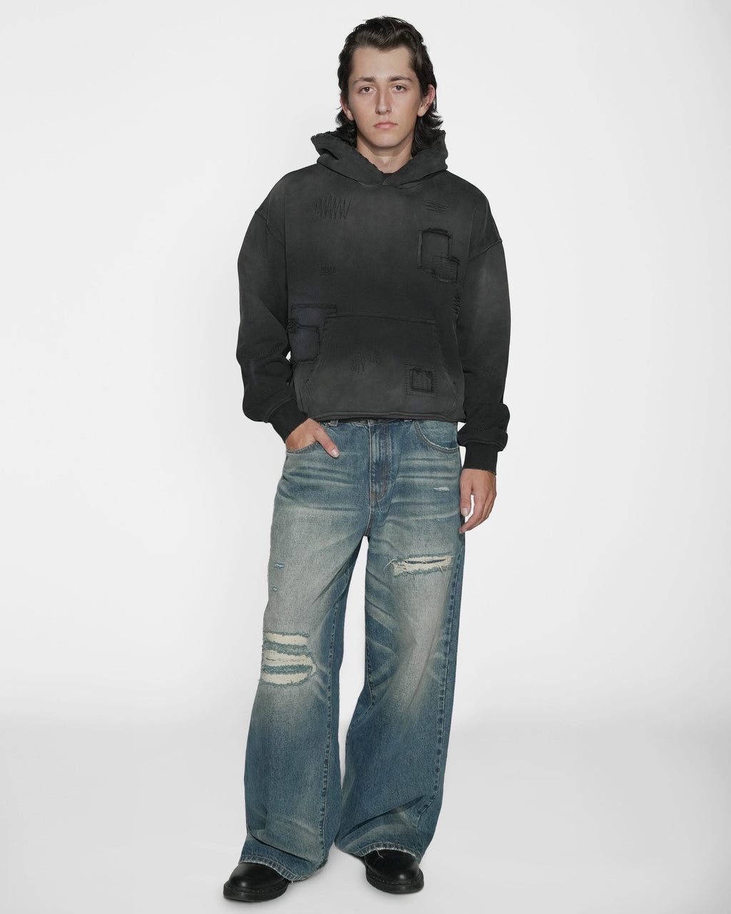 sashiko japanese selvedge loose fit jeans