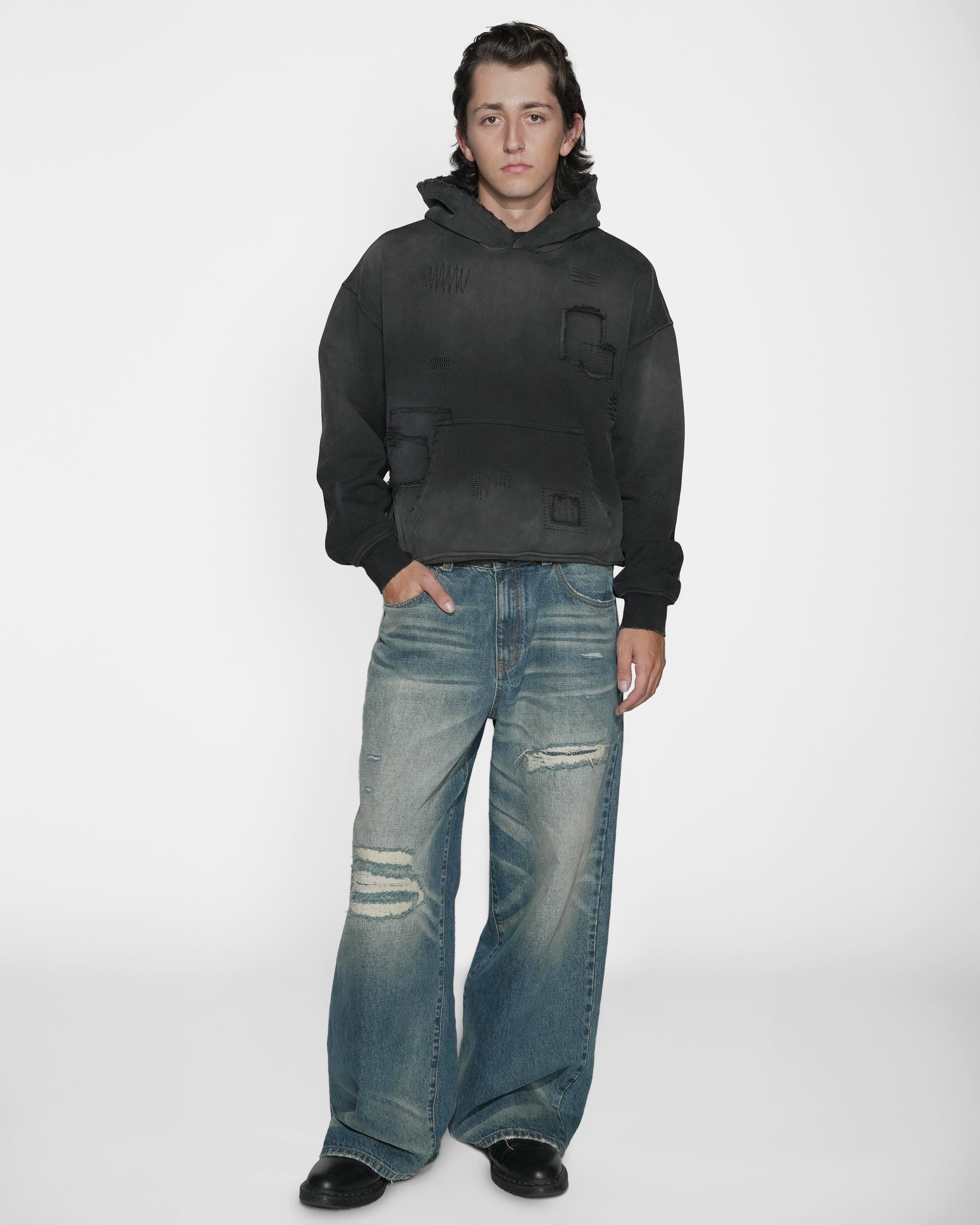 sashiko japanese selvedge loose fit jeans