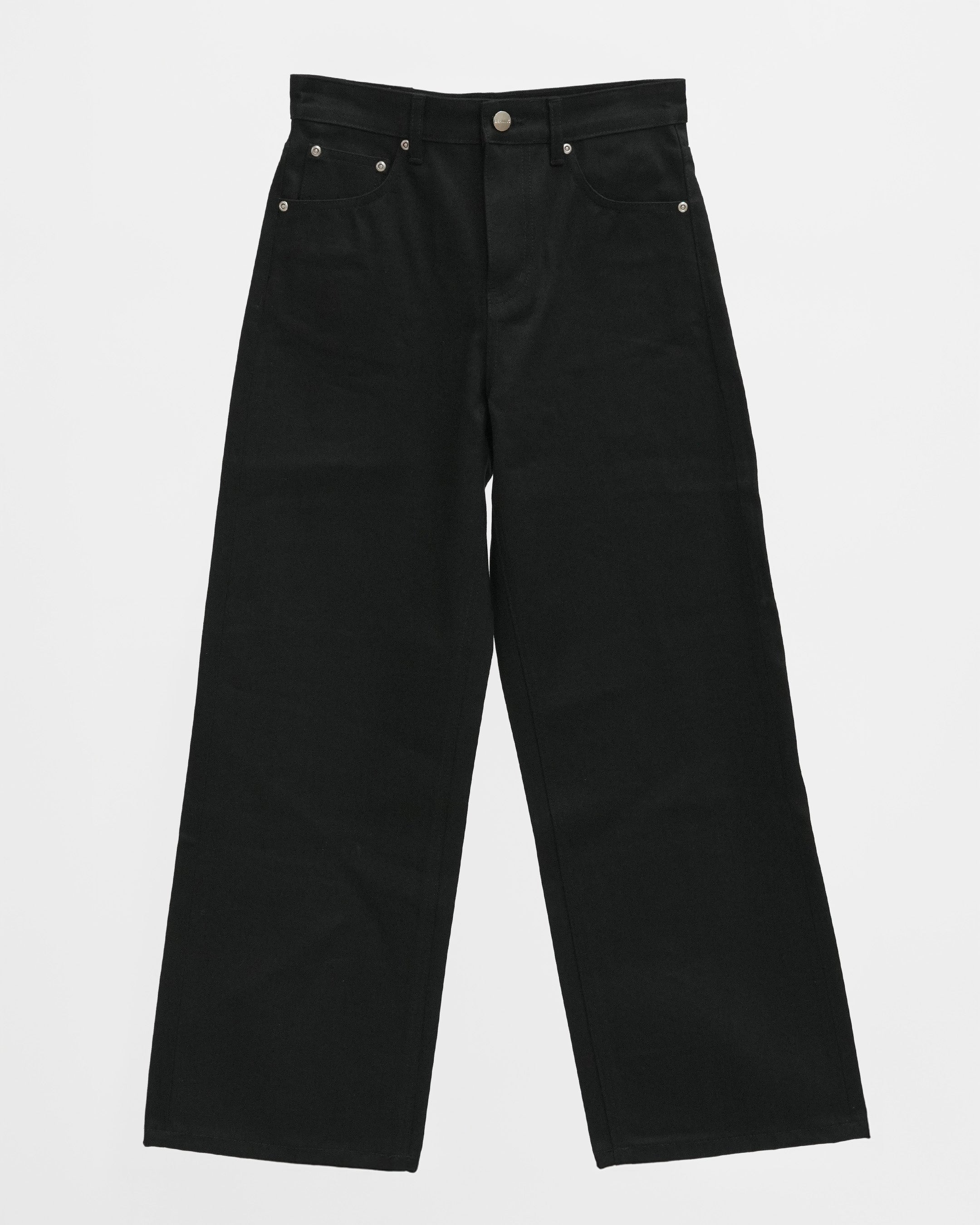 UNIFORM CUT MATTE BLACK JAPANESE SELVEDGE RELAXED FIT JEANS