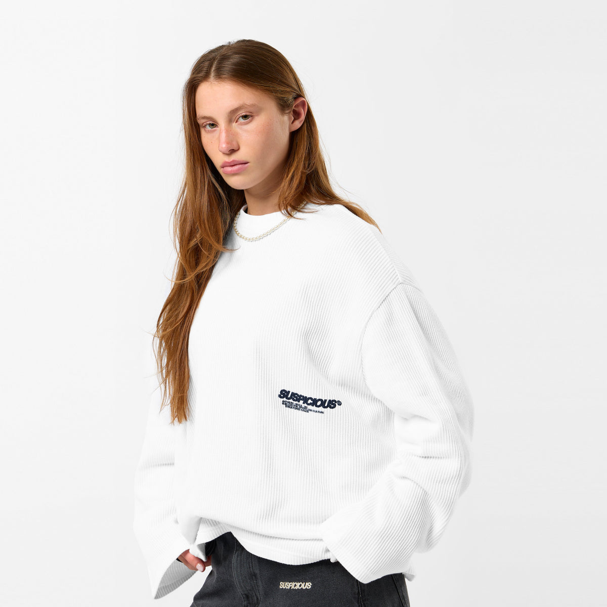 +351 Cotton / New Essentials Waffle Longsleeve - White
