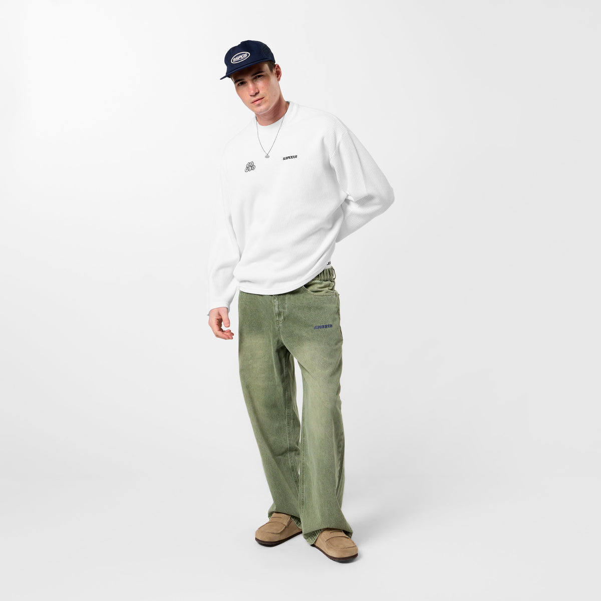 Bestsellers Variants / Offset Waffle Longsleeve - white