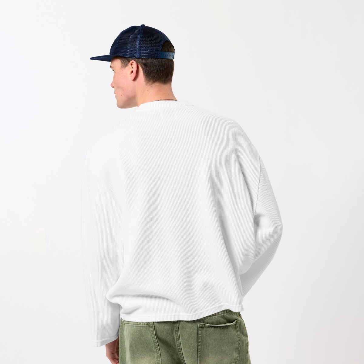 Bestsellers Variants / Offset Waffle Longsleeve - white