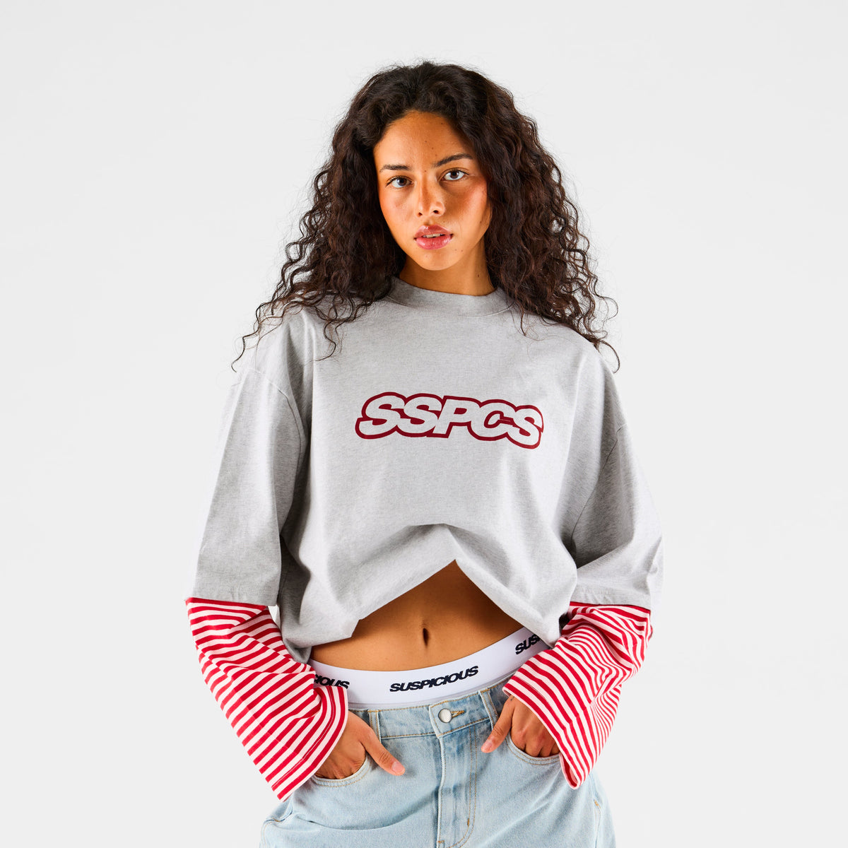 Summer Stripes / SSPCS Striped Layered Longsleeve - Ash & Red