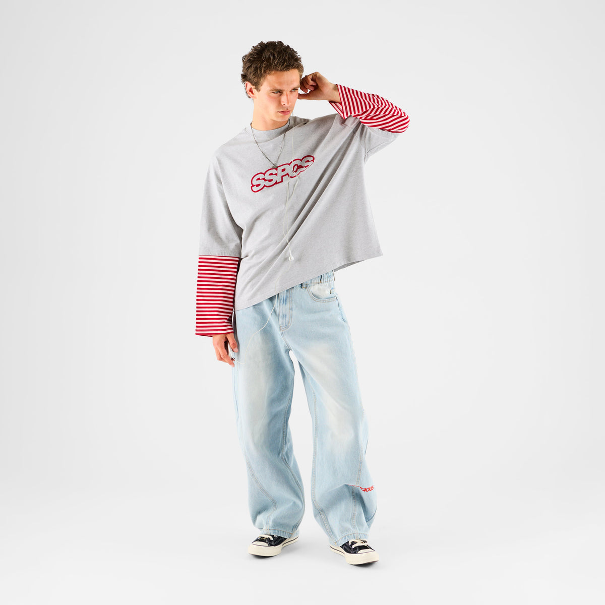 Summer Stripes / SSPCS Striped Layered Longsleeve - Ash & Red