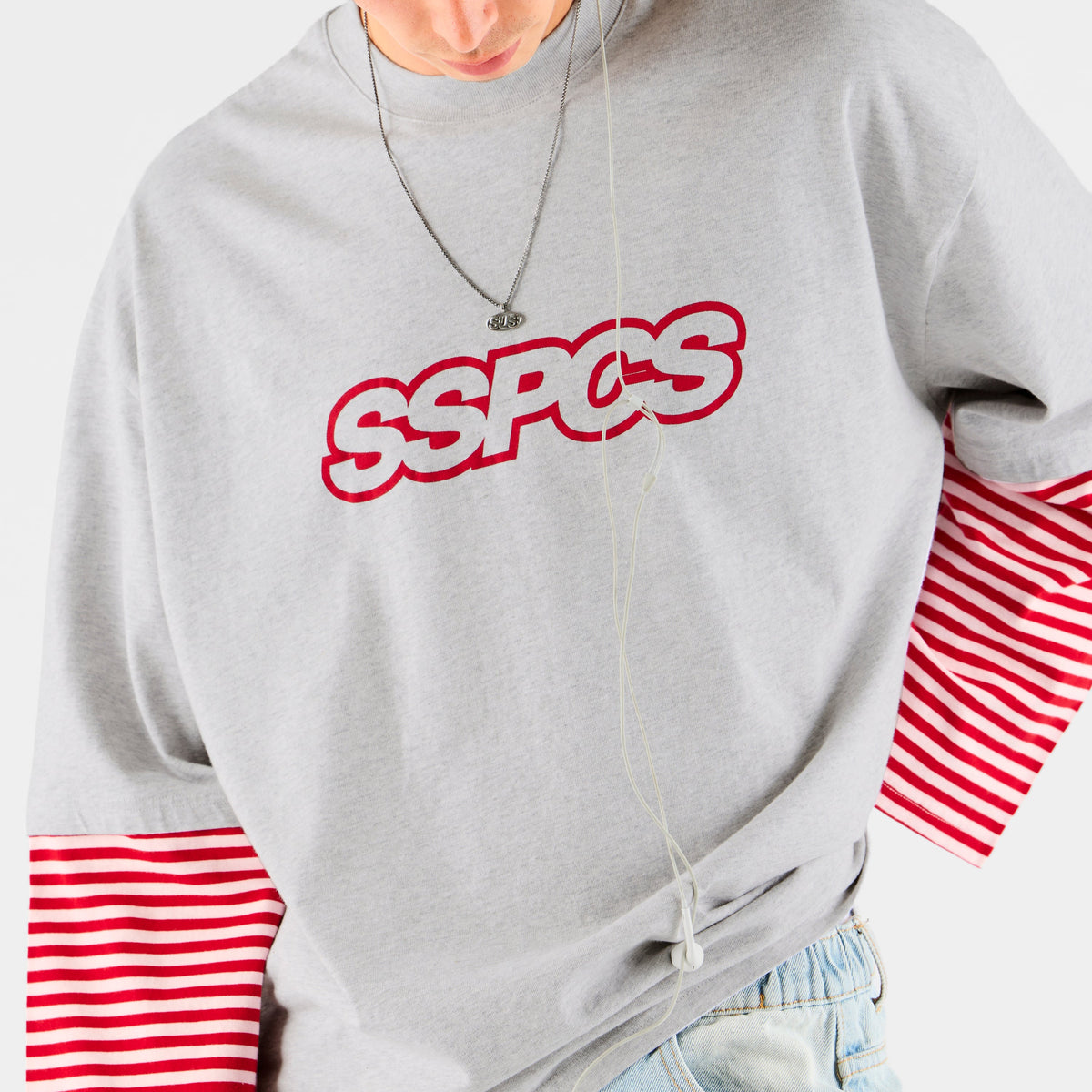 Summer Stripes / SSPCS Striped Layered Longsleeve - Ash & Red