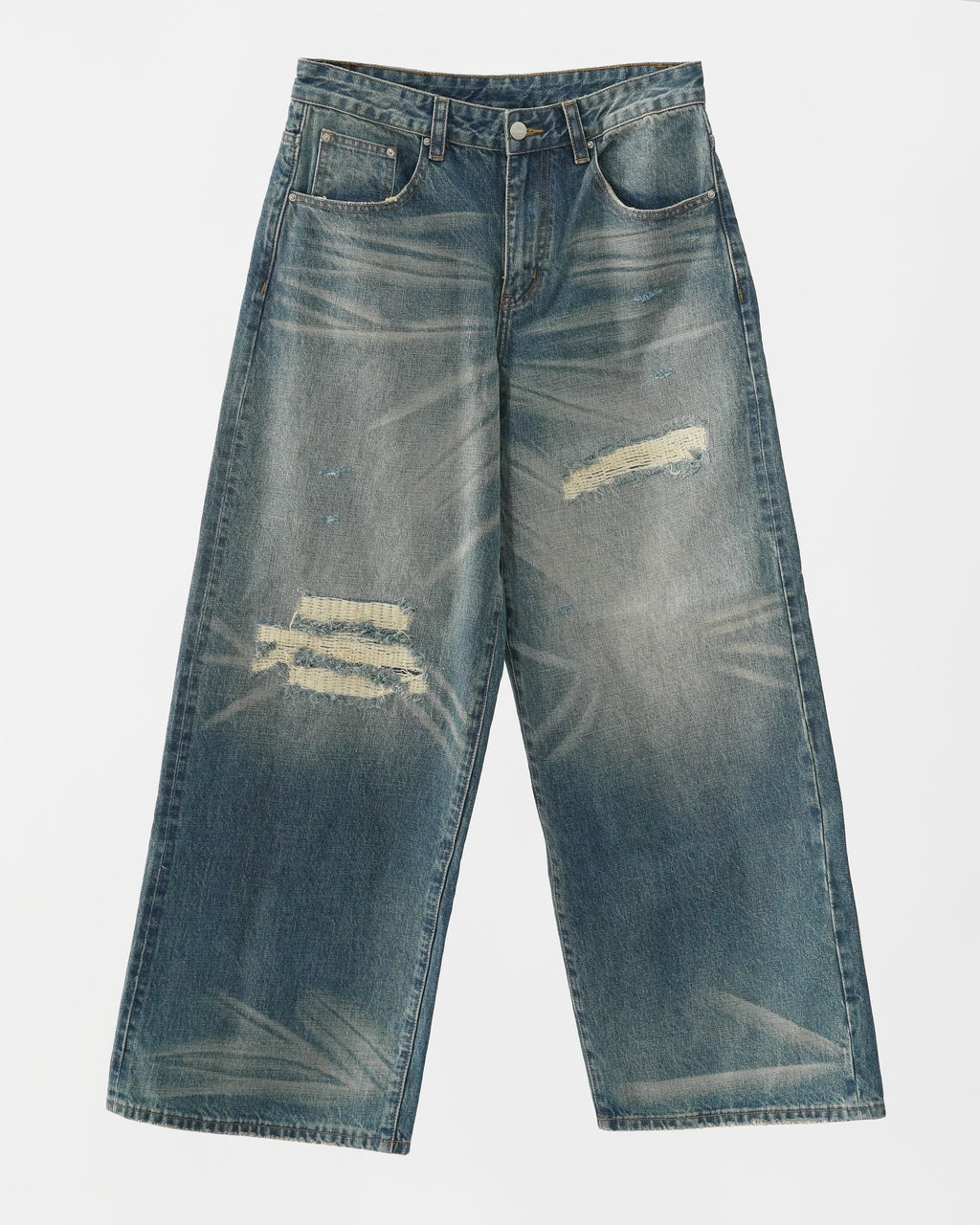 sashiko japanese selvedge loose fit jeans