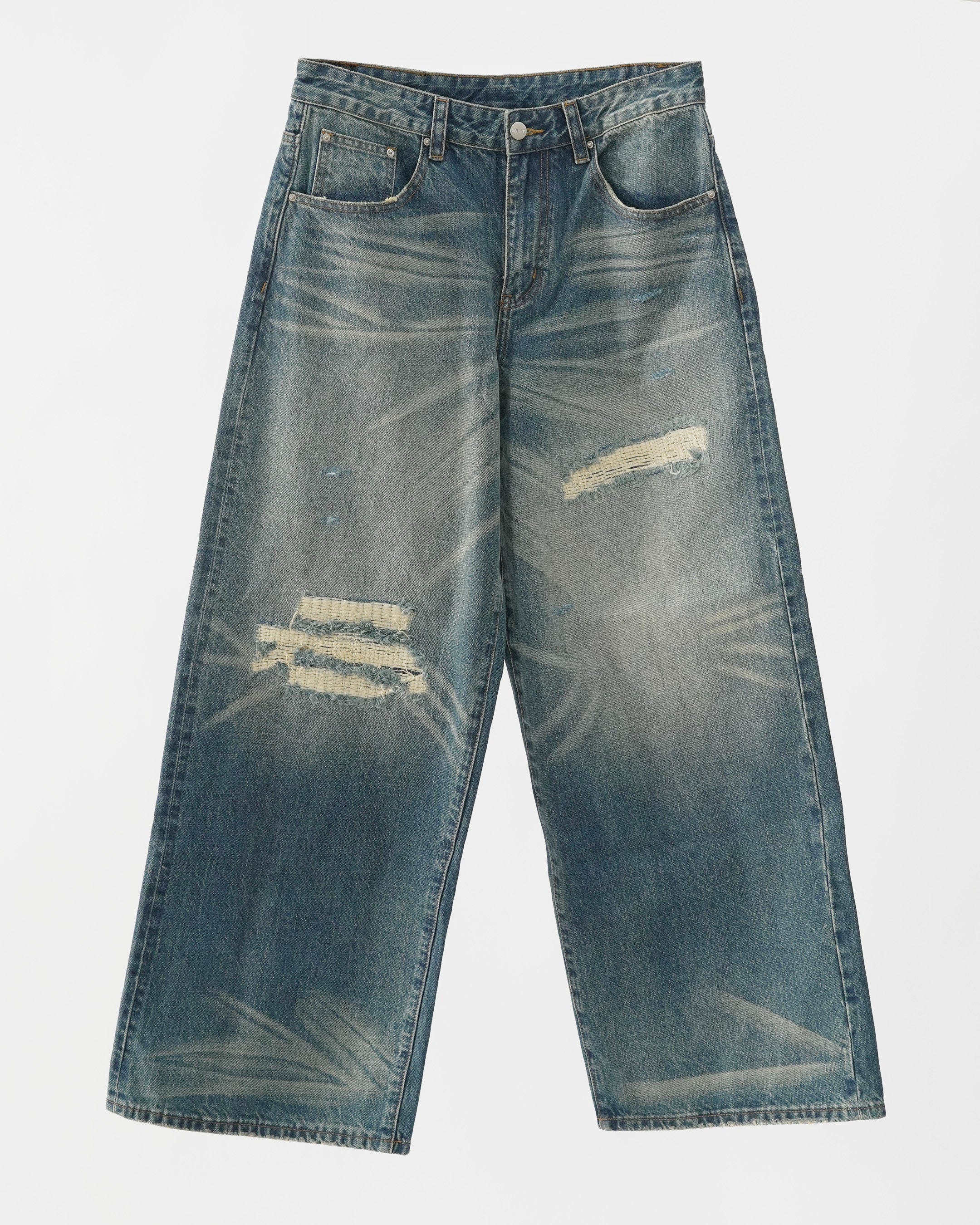 sashiko japanese selvedge loose fit jeans