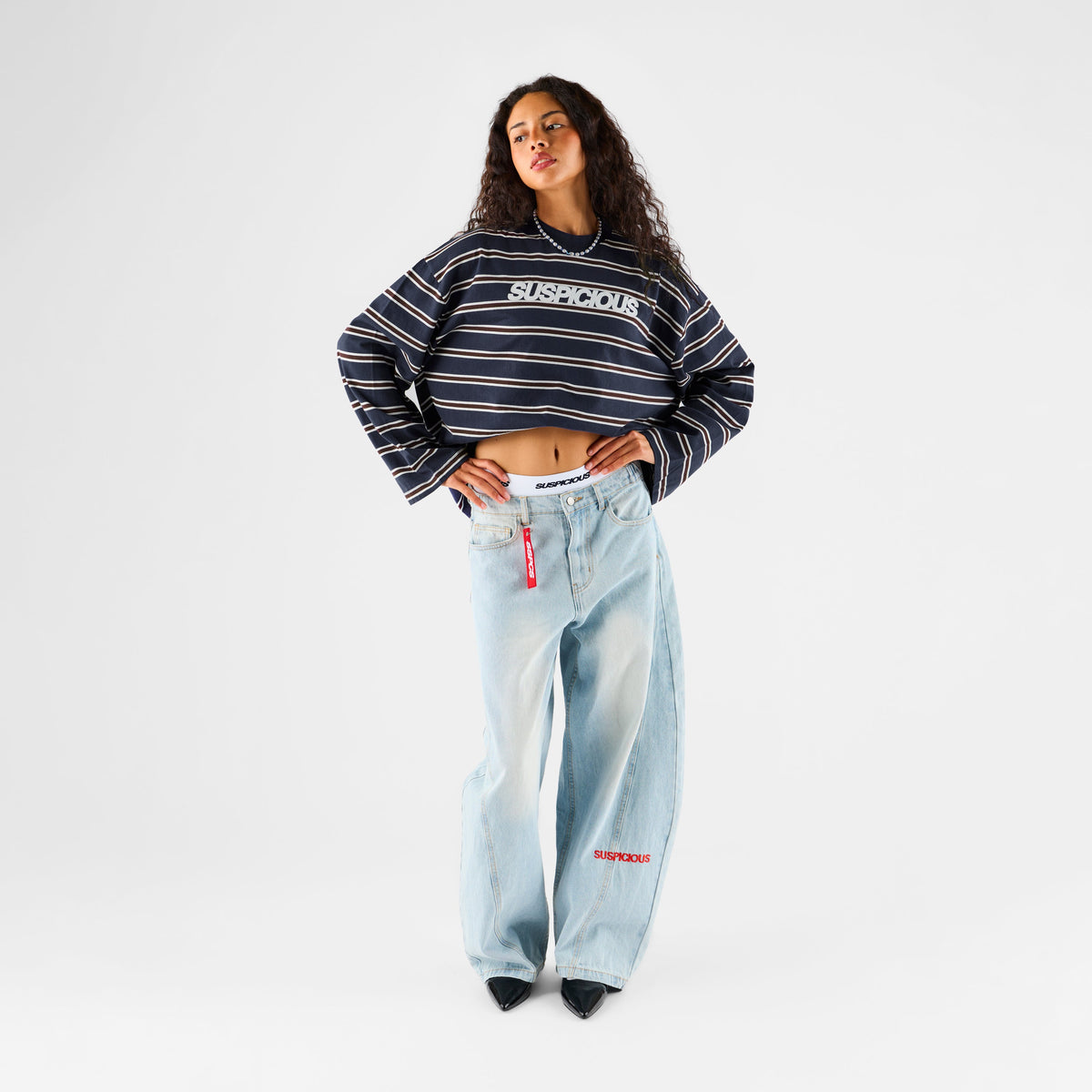 Winter1 / Striped Longsleeve - Navy & Red