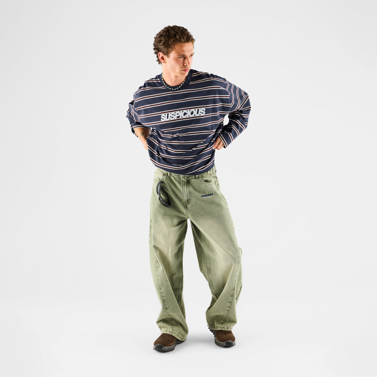 Winter1 / Striped Longsleeve - Navy & Red