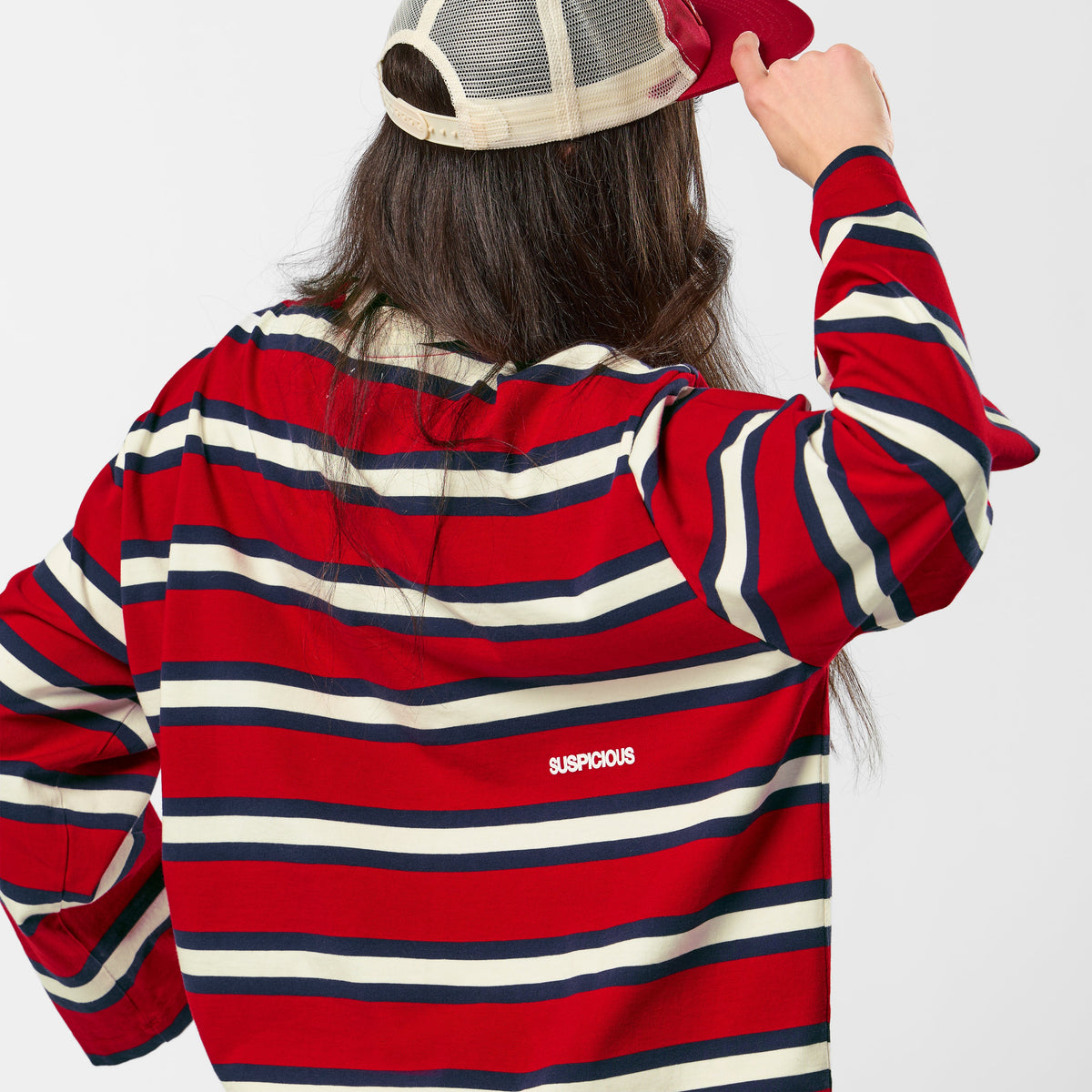 Spring 1 / Suspicious Striped Longsleeve - Ruby Red & Nightfall
