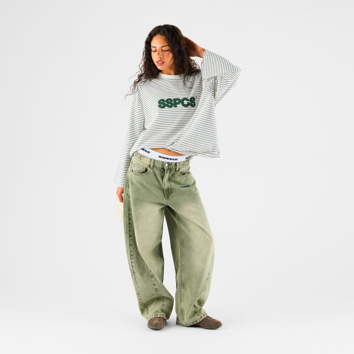 PL / The SSPCS Striped Longsleeve - Forest Green & White