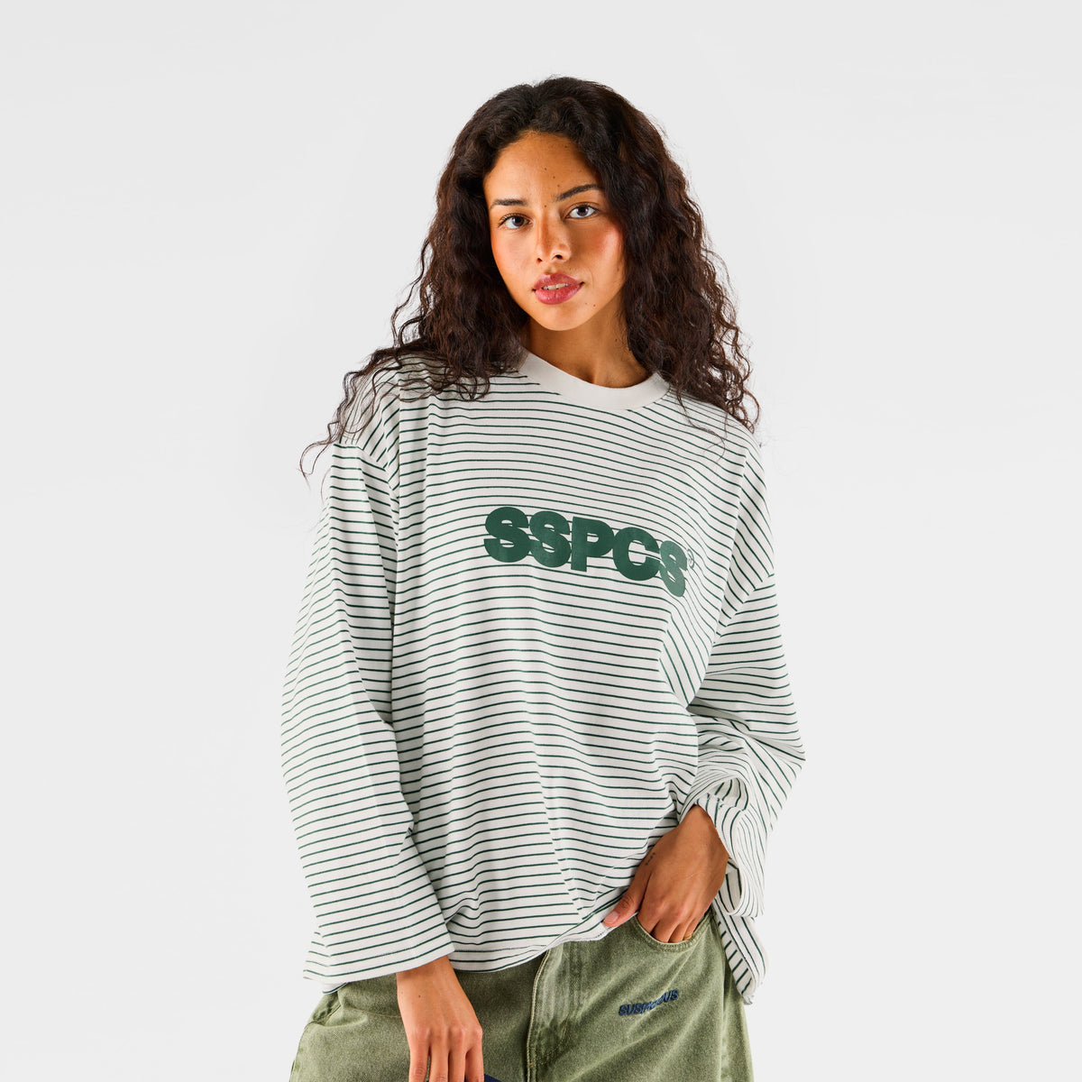 PL / The SSPCS Striped Longsleeve - Forest Green & White