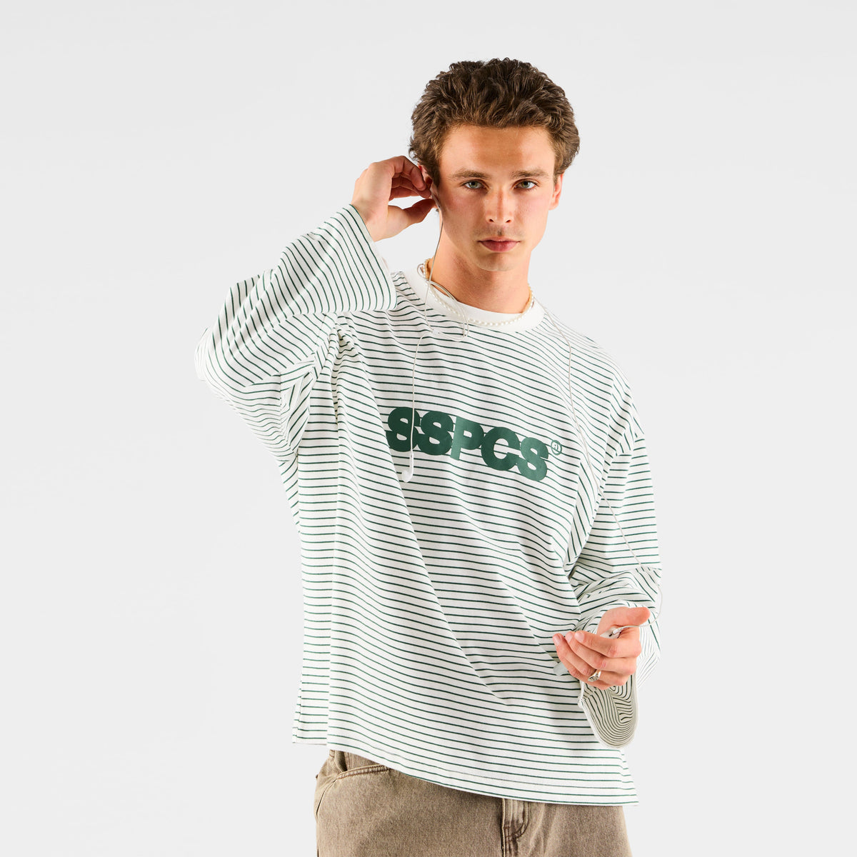 PL / The SSPCS Striped Longsleeve - Forest Green & White