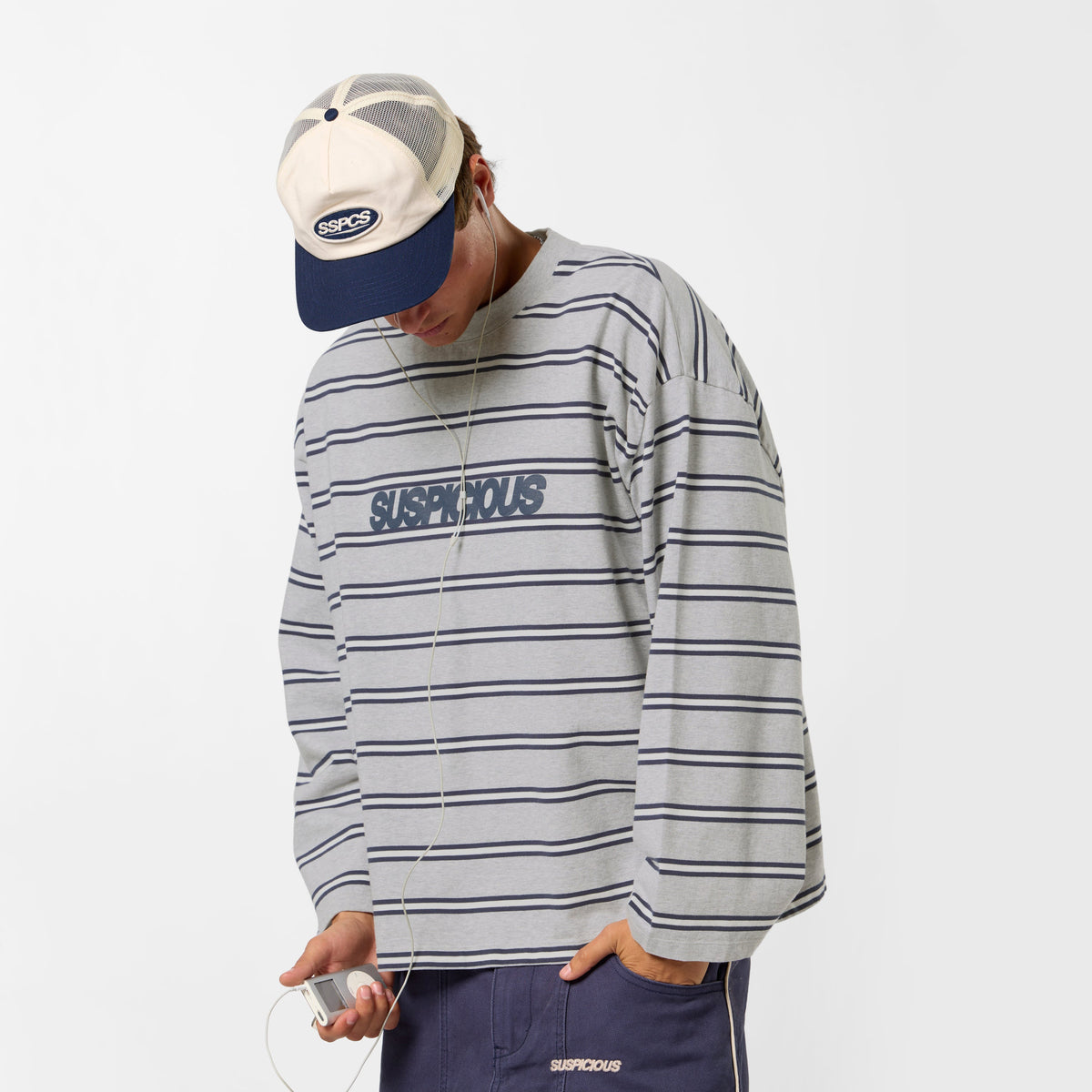 Bestsellers Variants / The Slanted Striped Longsleeve - Heather Grey