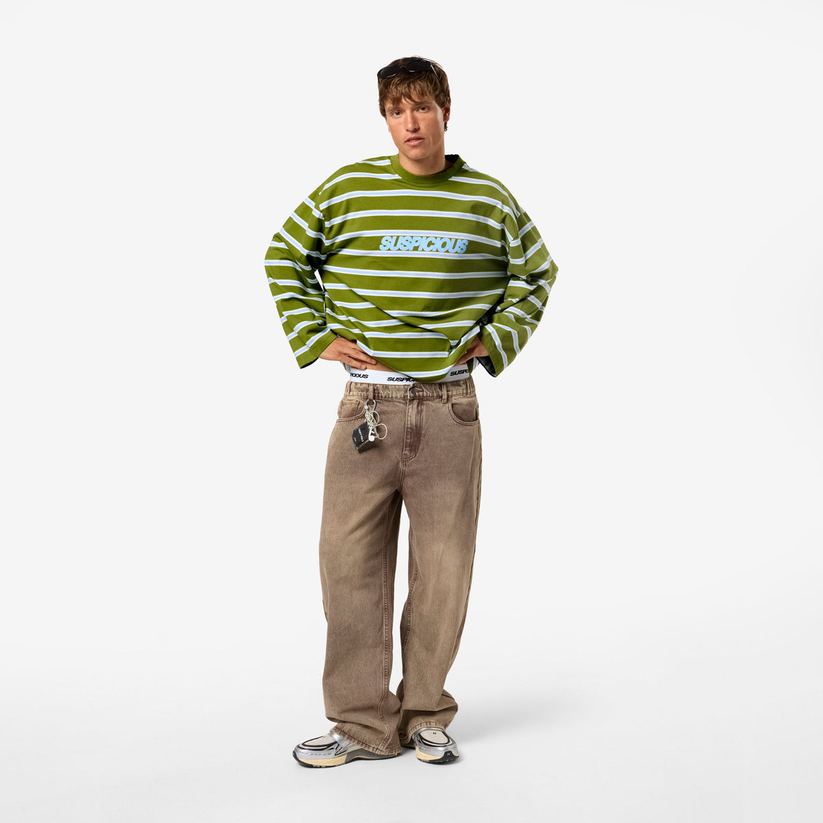 Bestsellers Variants / The Slanted Striped Longsleeve - Moss Green
