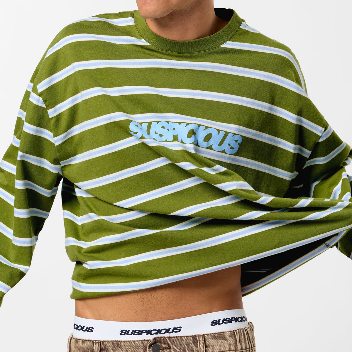Bestsellers Variants / The Slanted Striped Longsleeve - Moss Green