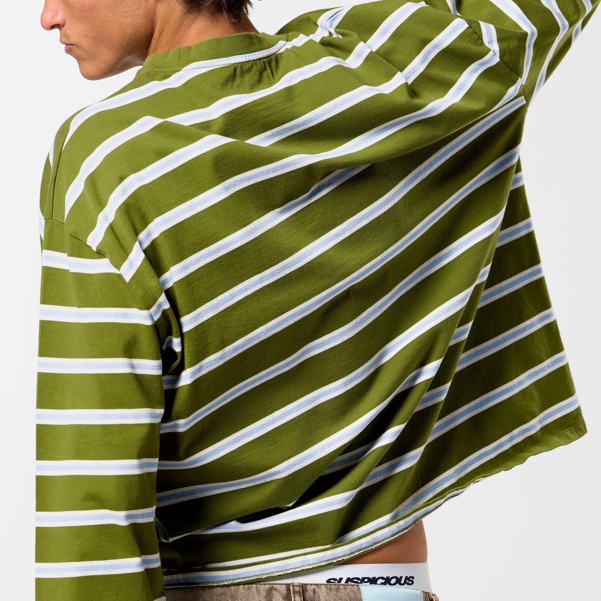 Bestsellers Variants / The Slanted Striped Longsleeve - Moss Green