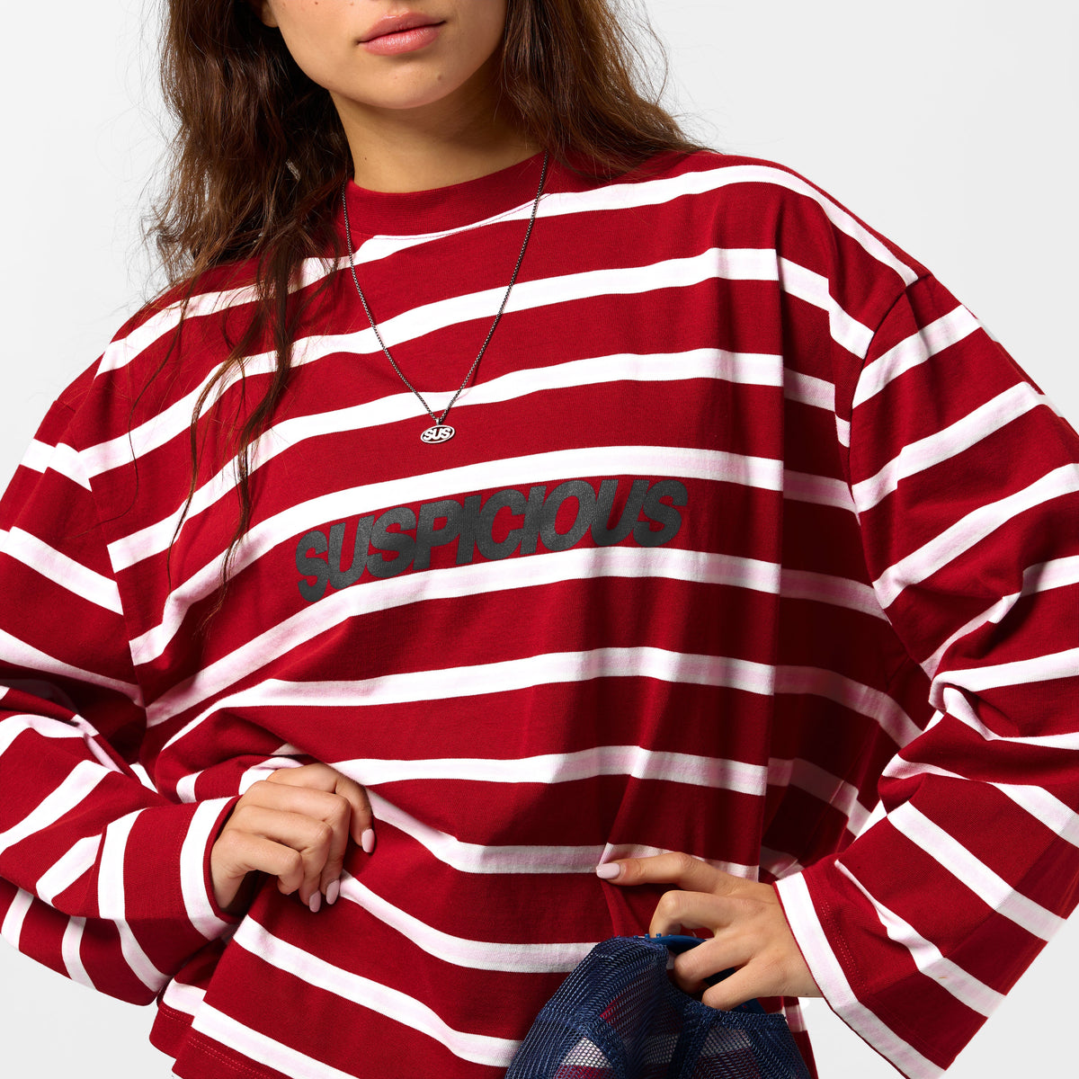 Bestsellers Variants / The Slanted Striped Longsleeve - Ruby Red & Pink