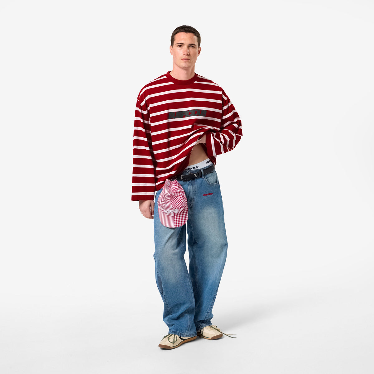 Bestsellers Variants / The Slanted Striped Longsleeve - Ruby Red & Pink