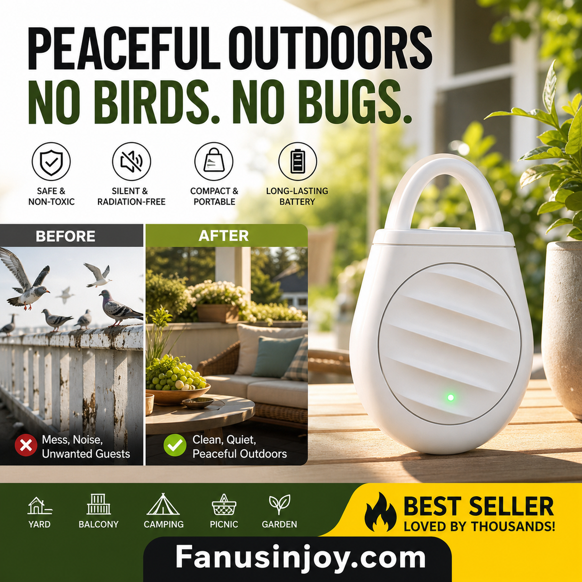 Portable Ultrasonic Bird Repellent Keychain