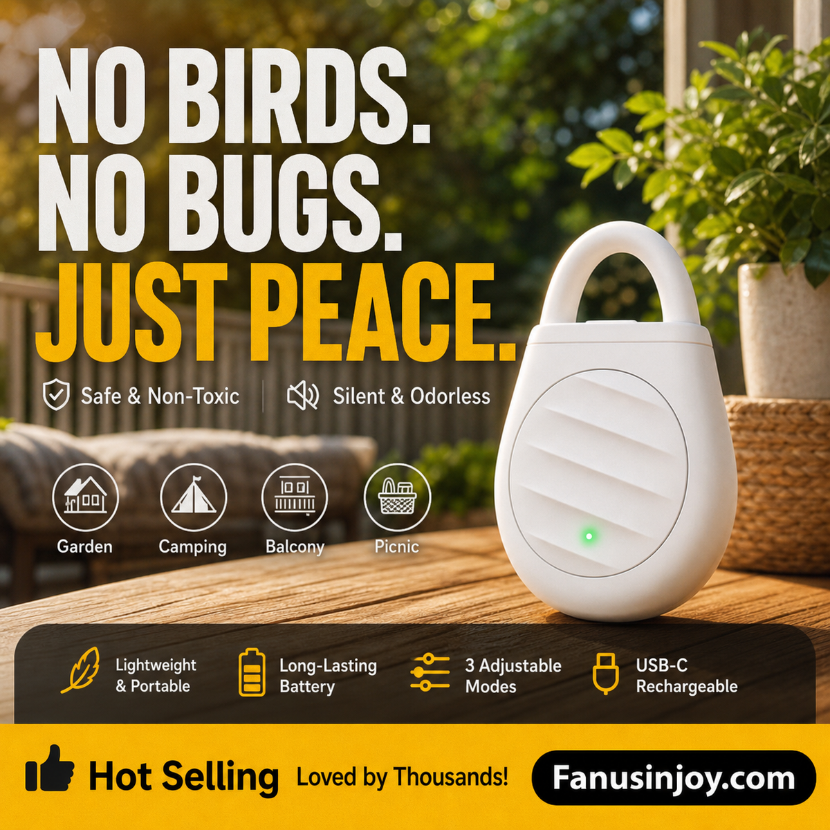 Portable Ultrasonic Bird Repellent Keychain