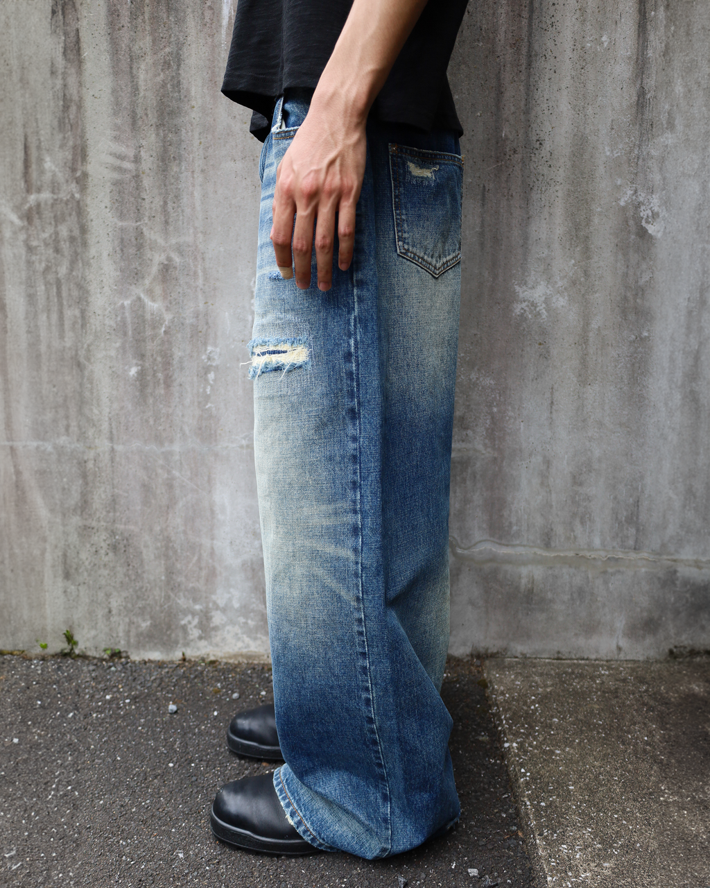 sashiko japanese selvedge loose fit jeans