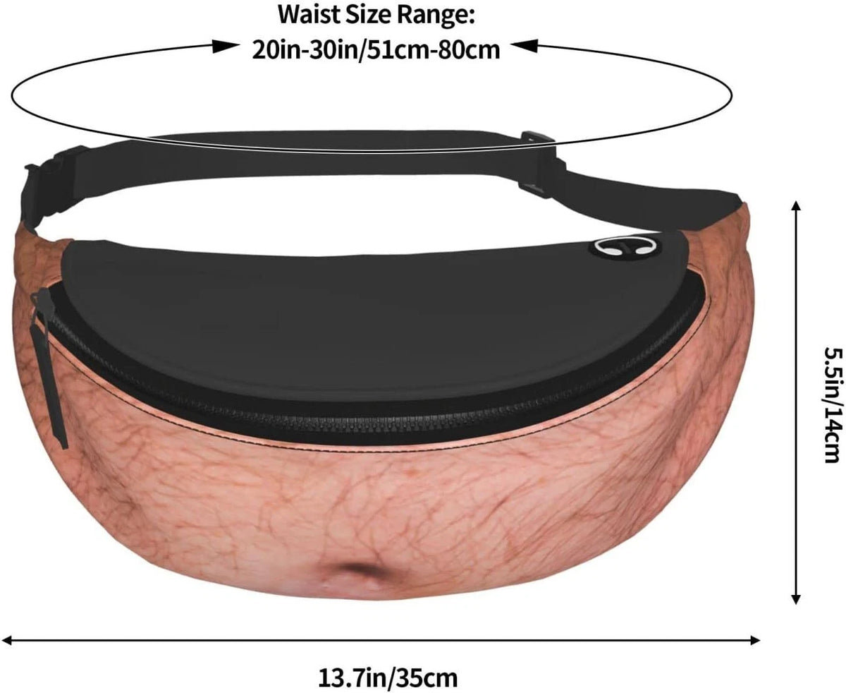 Waist Pack Realistic Looking Large Capacity Oxford Cloth 3D Artificial Dad Beer Belly Fanny Bag for Travel