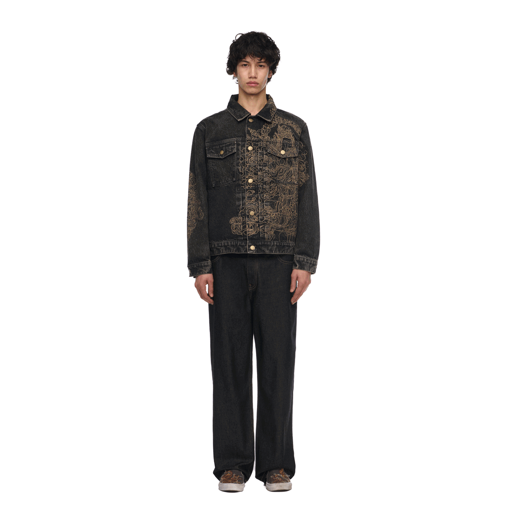 "lotus v2" denim Jacket black