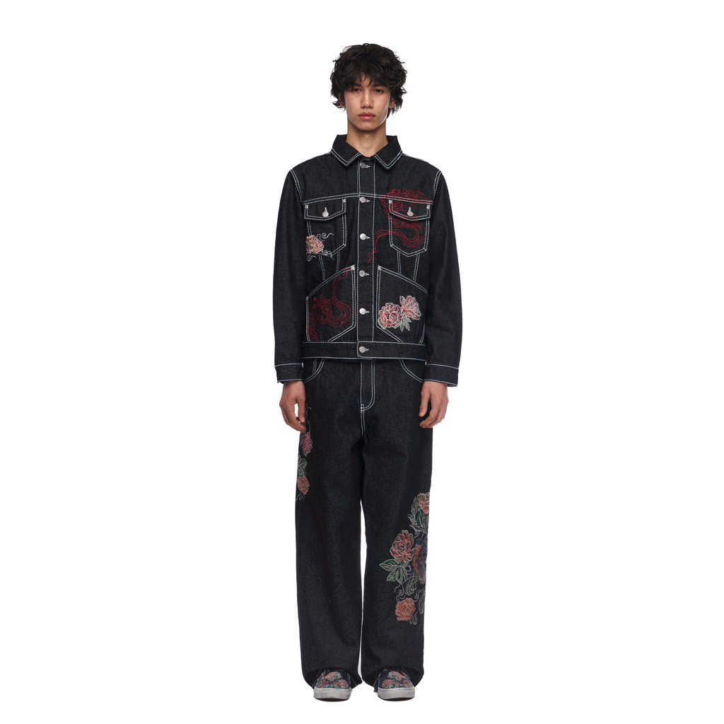 "lotus v2" indigo raw denim Jacket